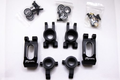 Cobra Racing Traxxas Sledge Knuckles + Hubs Combo – 7075-T6 Aluminum – Black