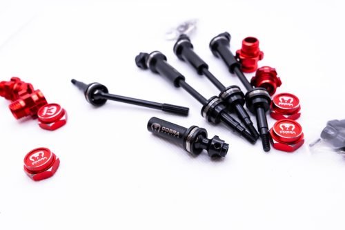 CR - EHD (6mm) CVD Driveshaft - with 17mm splined adapter - Traxxas 1/10 4WD Red