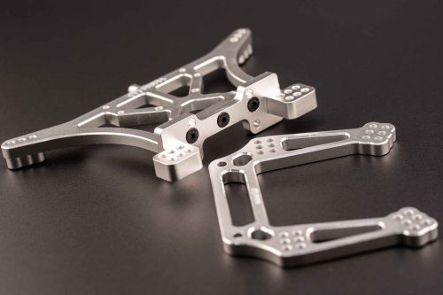 CR Traxxas 2WD Shock Towers - Fits Slash, Rustler, Stampede, Rally - Silver